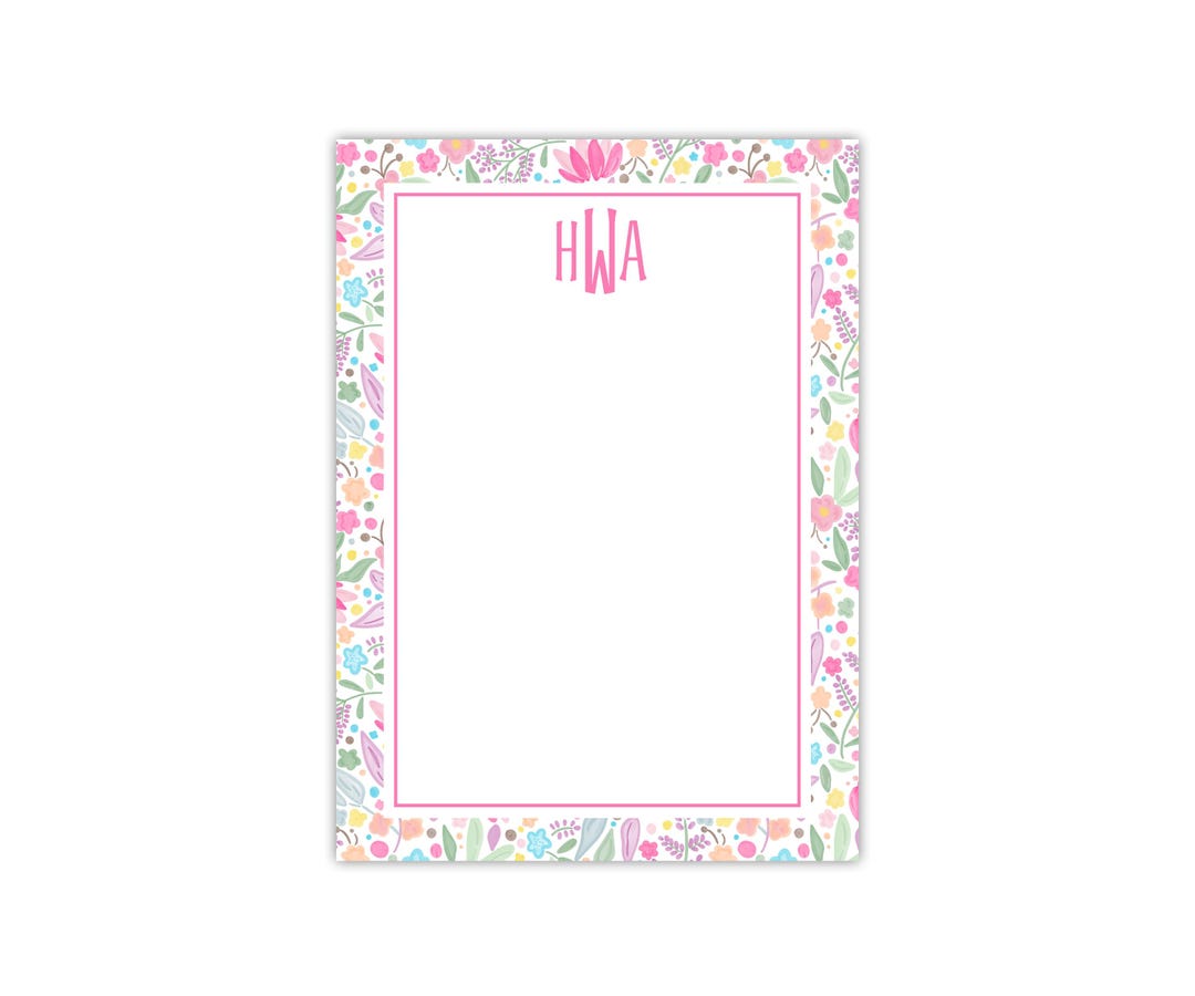 Monogram Notepad | Floral Notepad | Personalized Stationery | Teacher ...