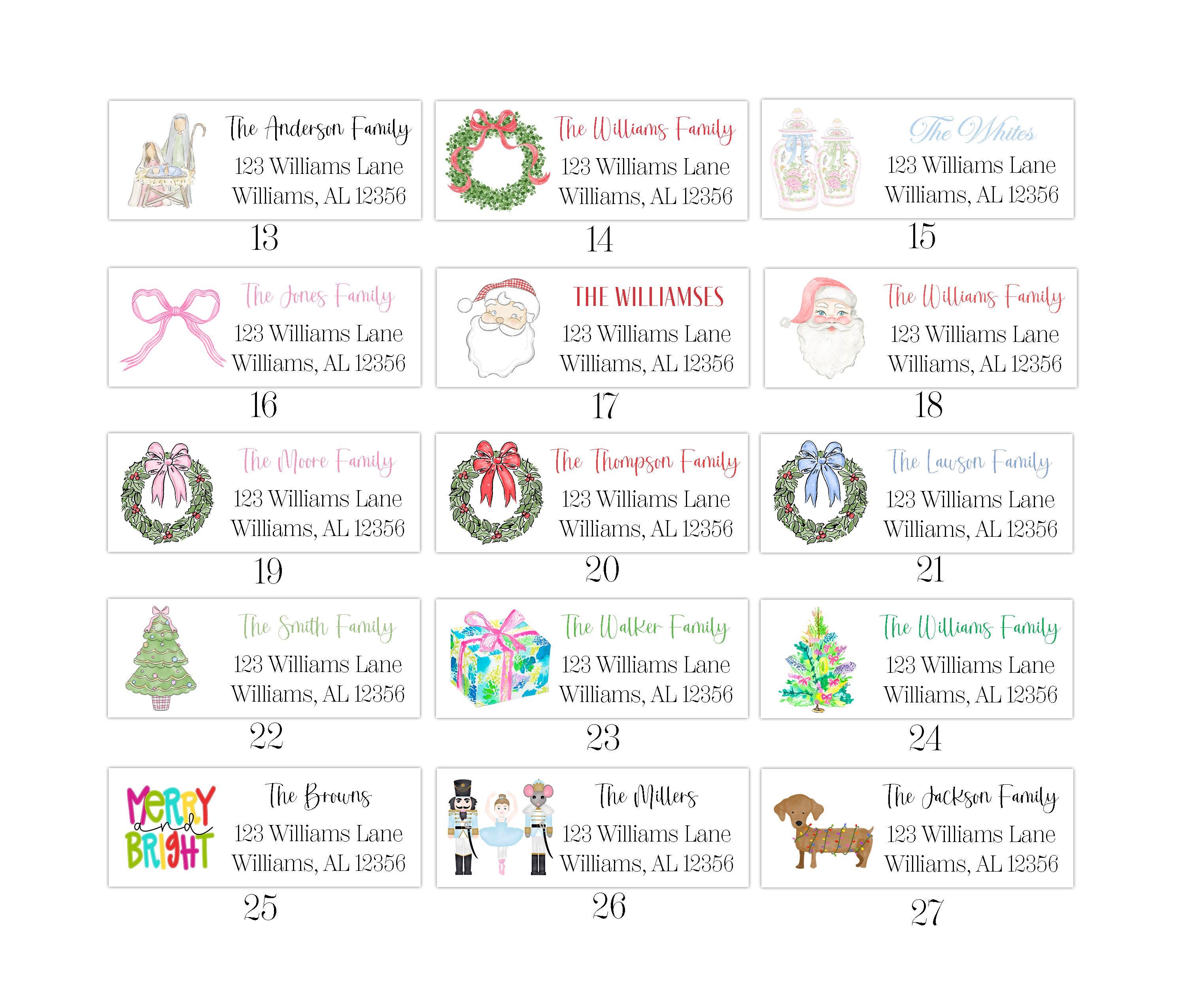 Printable Christmas Return Address Labels | Address Labels | Preppy Address  Labels | Grandmillennial Labels | 1 X 2.625 Label - Etsy, image size:3000x2550