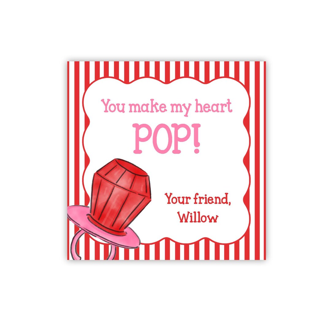 Printable Ring Pop Valentine Tag for Kids | Class Party Favor ...