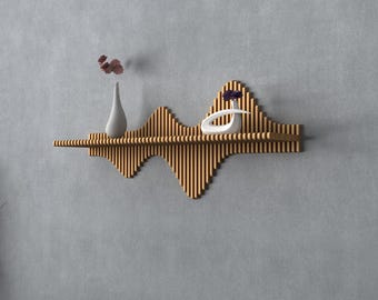 Estantería flotante paramétrica de pared hecha a mano - Estantería de madera MDF