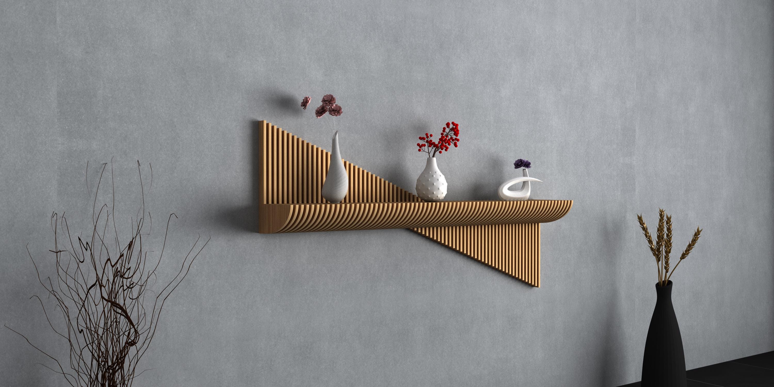 Handmade Parametric Wood Floating Shelf – Wavy Wall Decor - Etsy