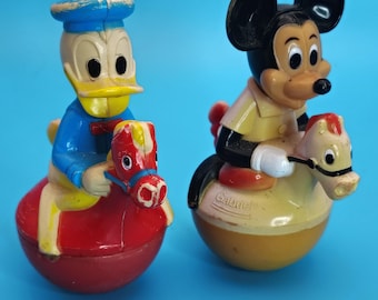 Vintage Disney 1970s Mickey Mouse & Donald Duck Riding Toys – Retro Disney Collectible Pair