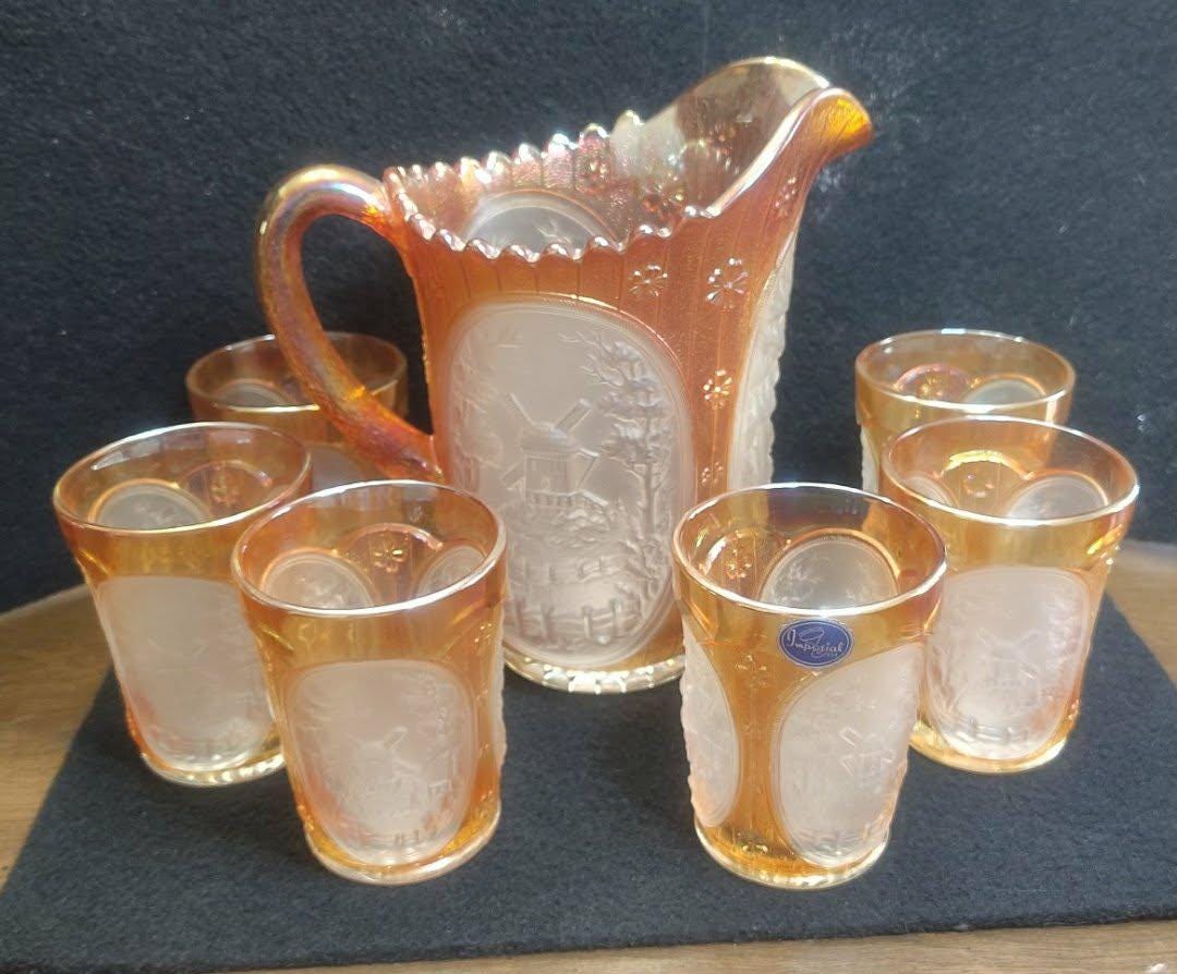 Carnival Glass Windmill Pitcher - Etsy