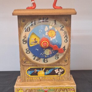 1964 Fisher-Price &quot;Tick-Tock Teaching Clock&quot; - Made in USA, Working, Rare, Vintage