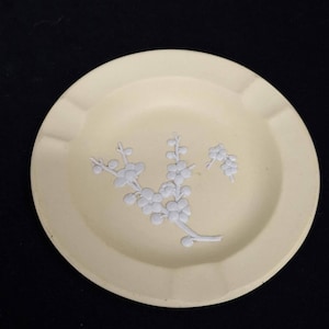 Wedgwood Jasperware Ashtray – Primrose Yellow with Plum Blossom Design