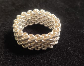 Signed Sterling Silver Chainmail Ring