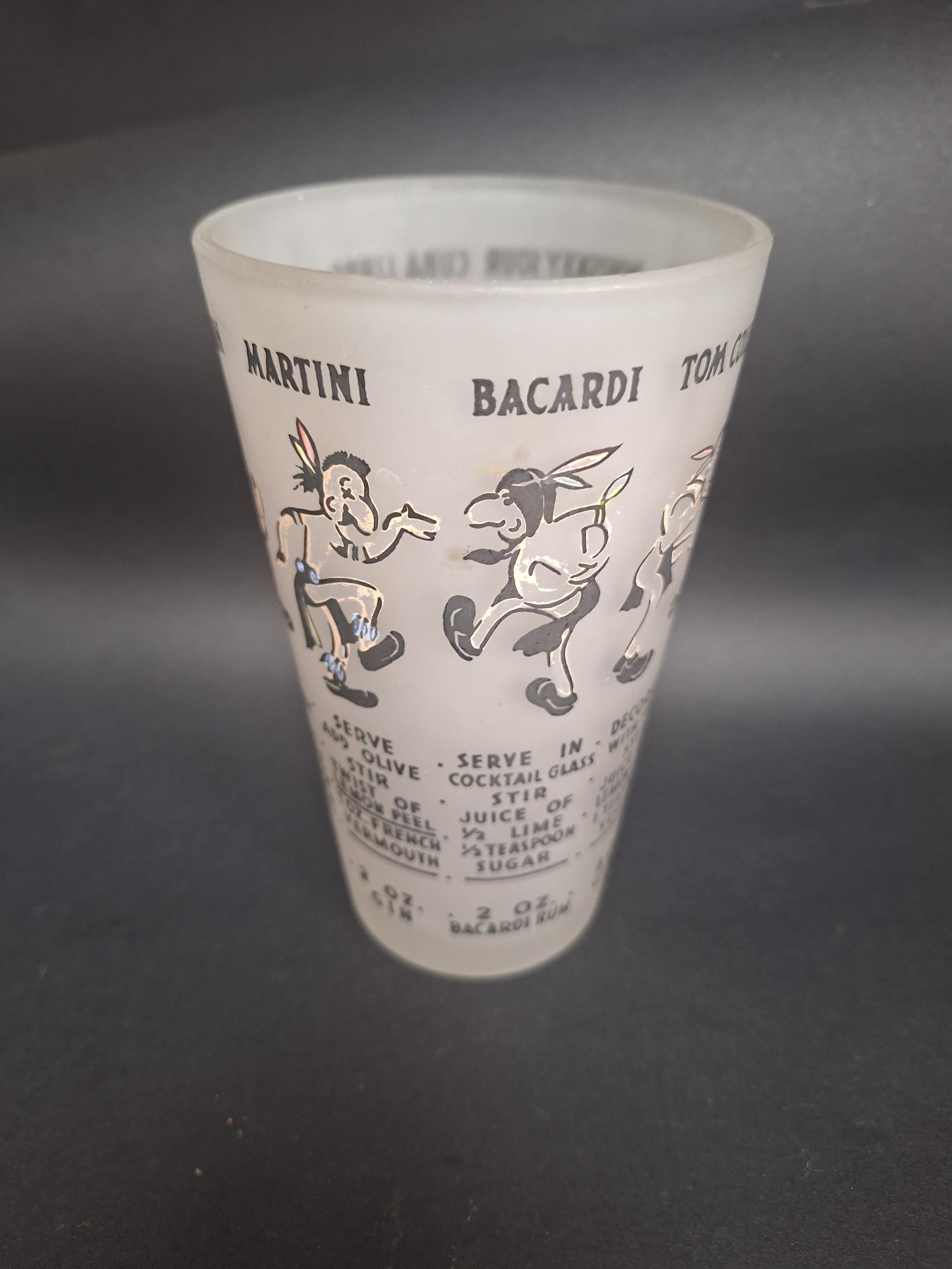 VTG Dancing Indians Cocktail Mixer Shaker NM Frosted Glass Hazel