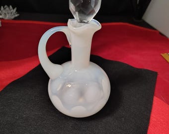 Vintage Fenton French Opalescent Coin Dot Cruet – Art Glass with Stopper