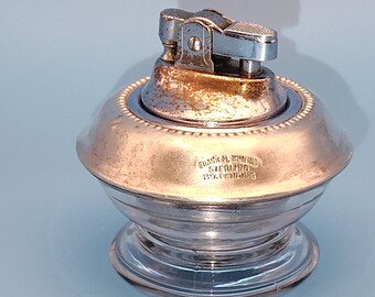 Mid-century sterling silver and glass table lighter