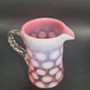 Fenton Cranberry Opalescent Coin Dot Creamer Pitcher