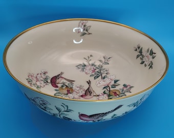 Lenox Serenade Bowl 8.75" | Vintage Porcelain Bird & Floral Serving Bowl | 24K Gold Trim Ivory China | Discontinued Lenox Collectible