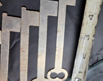 Antique Skeleton Key Blanks - Set of 6, Includes Folding Key