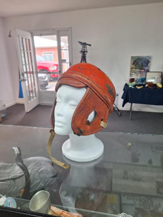 Vintage 1920s-1940s Leather Football Helmet, Small/medium Size - Etsy Vintage 1920s-1940s Leather Football Helmet, Small/medium Size - Etsy