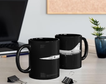 Concorde Supersonic Jet Mug, Aviation Coffee Cup, 11oz