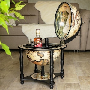 Globus Bar, Globus, Hausbar, Holzkarte, Geschenk für Sie, Barwagen, Barkarte, Barschrank, mobile Bar, Barhocker, Bar Dekor, Weltkarte