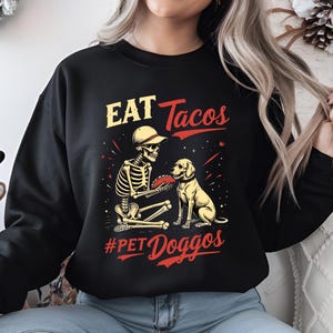 Eat Tacos, Pet Doggos PNG, Funny Skeleton and Dog Design, Taco Lover Art, Instant Download, Pet Lover Clipart