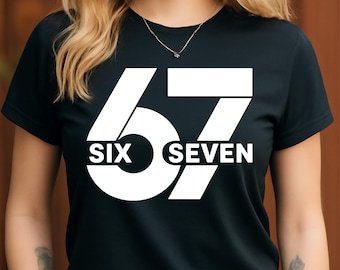 67 Six Seven PNG | Bold Number Graphic | Retro Text Design | Digital Download | Printable Typography | Cricut Sublimation PNG
