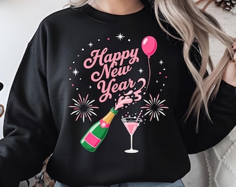 Champán rosa Feliz Año Nuevo PNG, Diseño de celebración (Descarga digital)