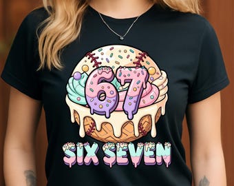 Number 67 Baseball PNG, Pastel Donut Ice Cream, Sublimation Design (Digital Download)