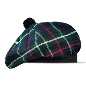 Tartan Tam o Shanter Hat: Scottish Wool Bonnet with Pompom