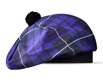 Tam o Shanter Scottish Bonnet Tartan hat Acrylic Wool with Pompom Highland Mist