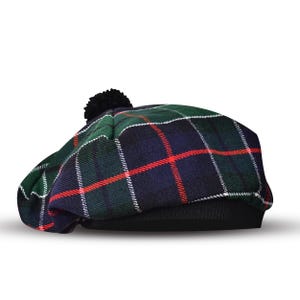 Scottish Tam o' Shanter Hat, Tartan Bonnet with Pompom