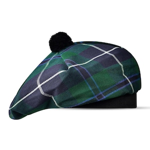 Tartan Tam O' Shanter Hat: Acrylic Wool Scottish Bonnet with Pompom