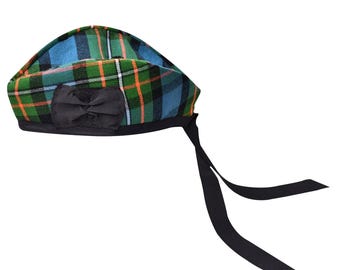 Tartan Glengarry Cap, Traditional Scottish Kilt Hat, Acrylic Wool