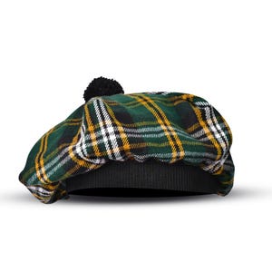 Tartan Tam o Shanter Hat: Acrylic Wool Scottish Bonnet with Pompom