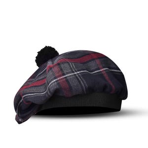 Tartan Tam o Shanter Hat: Acrylic Wool Scottish Bonnet with Pompom
