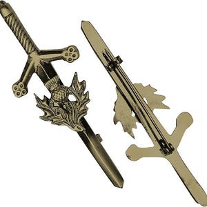 Traditional Scottish Kilt Pin Chrome for Men-Kilt Accessories for Men Antique Thistle