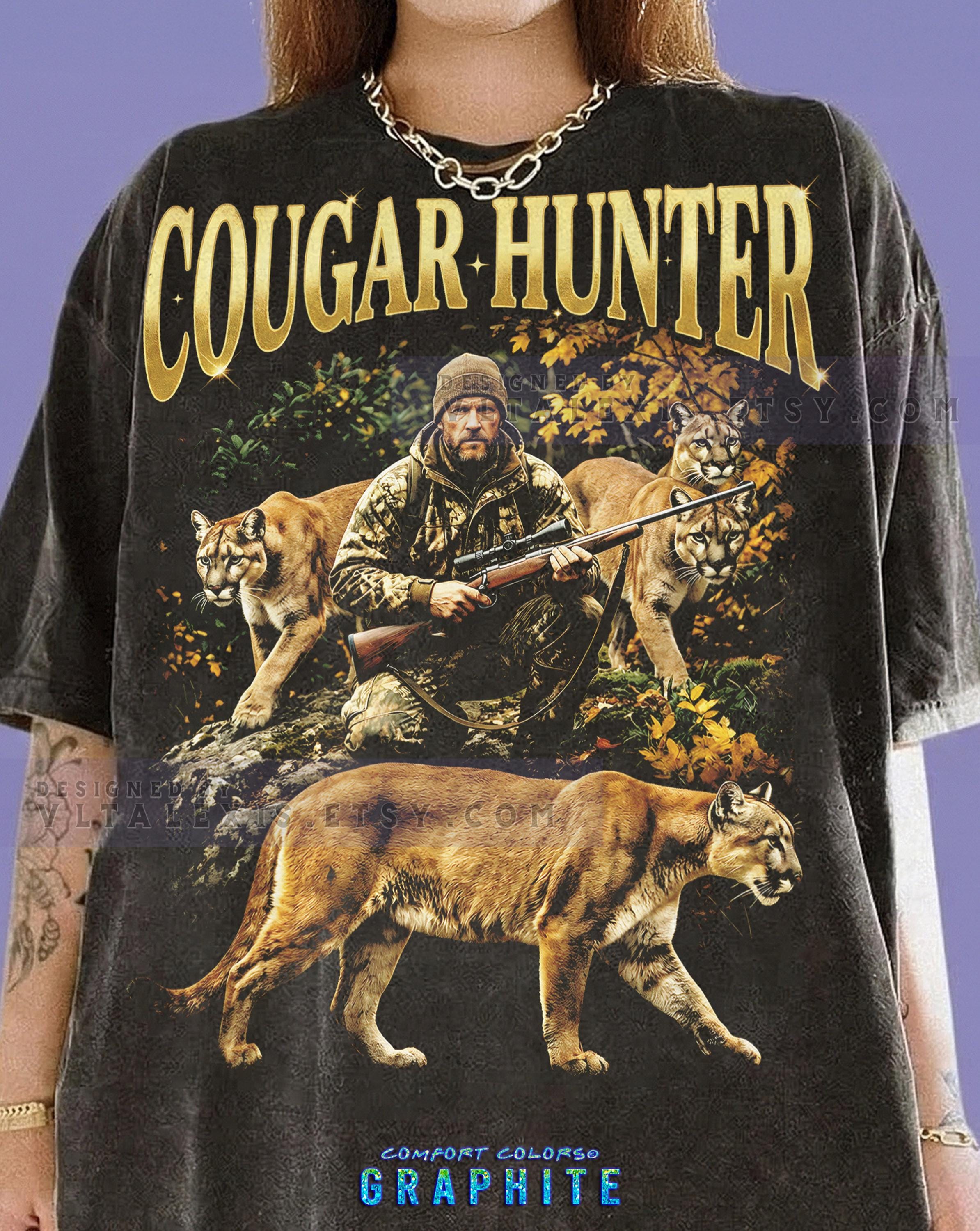 Cougar Hunter Comfort Colors® Tshirt, Vintage 90S Mountain Lion