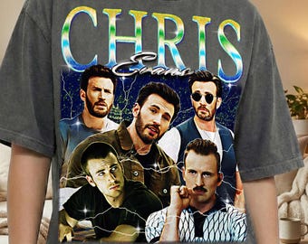 Chris Evans jaren 90 vintage retro bootlegshirt, actieheld graphic T-shirt, cadeau Hollywood-acteur fan