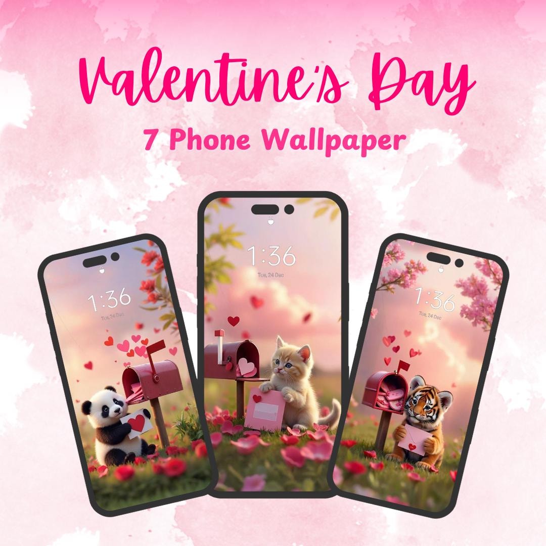 7 Cute Valentine Phone Wallpaper Cute Couple Animal Sending Love Letter