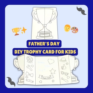 Manualidades para el Día del Padre para niños: Tarjeta para colorear imprimible, regalos para el Día del Padre, trofeo, bricolaje.