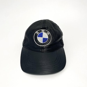 Vintage BMW Faux Leather Cap | Big Logo Racing Hat Y2K 90s Carwear Style
