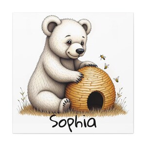 Toile personnalisée animal des bois : oeuvre d'art personnalisée pour chambre d'enfant avec nom de l'enfant, impression fantaisiste encadrée ou non