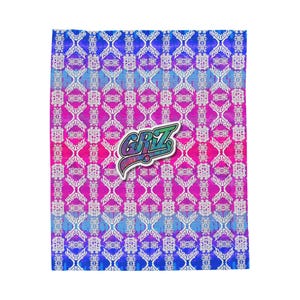 GRIZ Logo Tie-Dye Pattern Velveteen Plush Blanket | Pink Blue Gradient