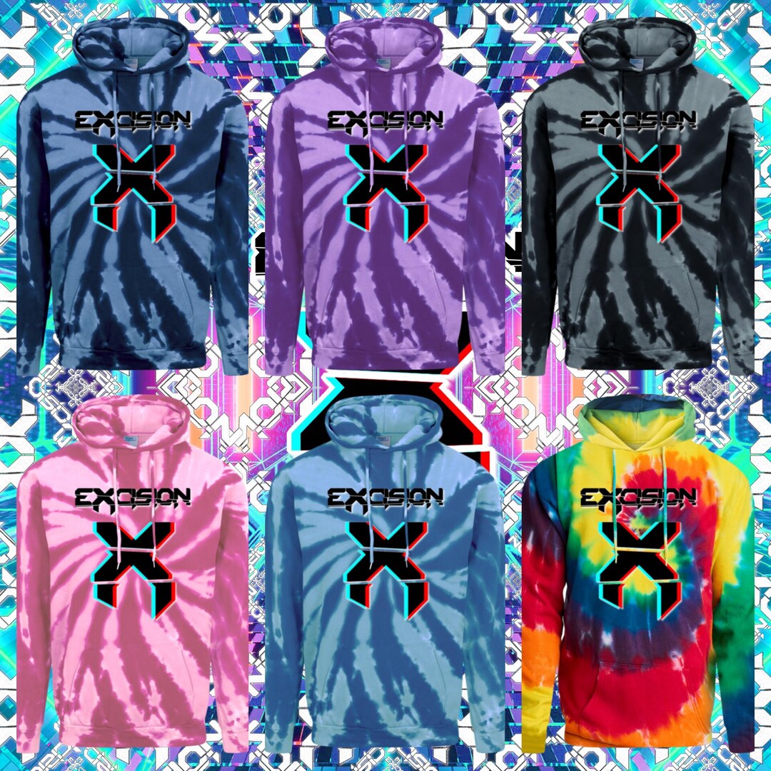 Excision Tie-dye Pullover Hoodie Sweatshirt Festival Drip Ravewear Mens ...