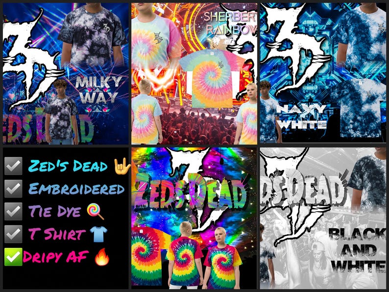 Zeds Dead Tie-Dye T-shirt Music Festival Tees for Men Women Unisex