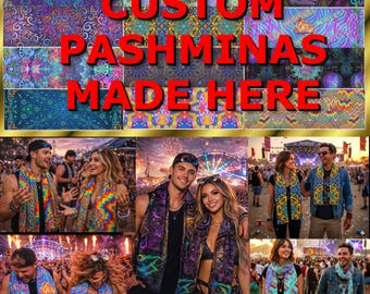 Custom Festival Pashmina Scarf: Personalized Pashminas Rave Accessory
