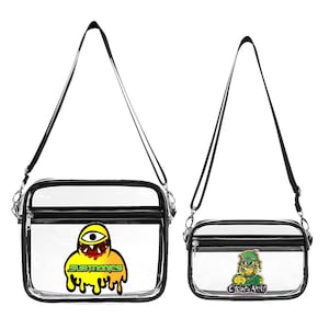 Subtronics Cyclops Army Transparent Crossbody Bag BOGO 2pc Set, Clear See Through Shoulder Satchel for Festivals, Raves, Concerts, Security