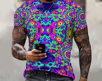 Camiseta psicodélica ajustada para rave, súper suave, transpirable, resistente al sudor y a los olores, ideal para festivales de música, para hombres y mujeres, unisex.