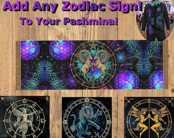 Custom Zodiac Sign Pashmina Scarf: Rave Festival Accessory