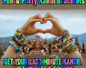 Custom Kandi Bracelets, Dirty & Funny Rave Bracelet, Custom Festival Pony Bead Friendship Bracelets, Assorted Bulk PLUR Ravewear Accessories