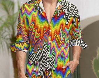 Camisa de manga larga para hombre: camiseta de festival de terciopelo melocotón