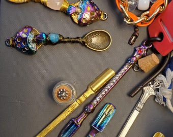 Mini Spoon Mushroom Charm Necklaces, Bottles, Tiny Scoops Trinkets