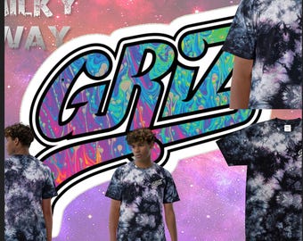 Griz embroidery tie dye tshirt for men women unisex