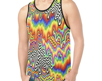 Camiseta sin mangas Face Melt Psychedelic para hombre, ideal para festivales, resistente al sudor, al olor y a la humedad. Conjunto a juego para fiestas rave.