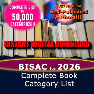 BISAC 2026 Complete Book Category List for Self-Publishing Authors (Digital Download)